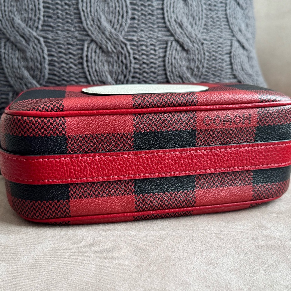 Coach Dempsey Camera Bag buffalo plaid print patch crossbody shoulder bag purse - Picture 11 of 15